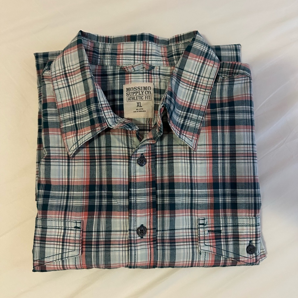 Massimo Supply CO. Men's Texture Check Stretch Cotton Shirt, Size XL